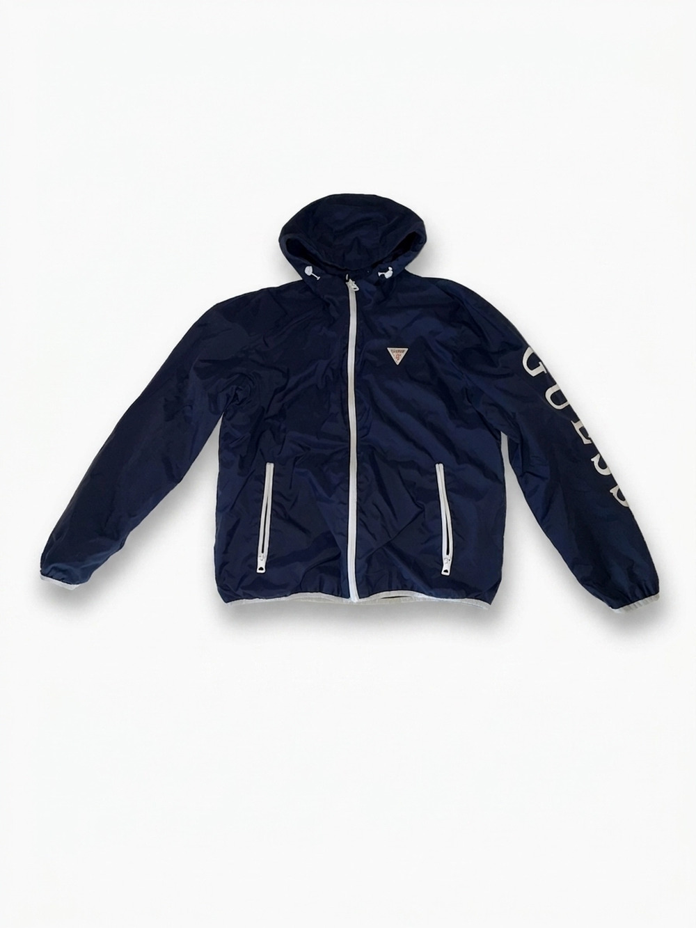 Guess Windbreaker Jacket Navy XL Men's Lightweight Zip Front | New Without Tags